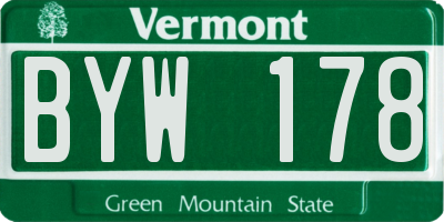 VT license plate BYW178
