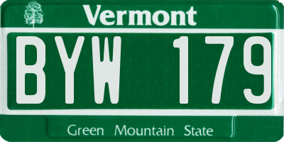 VT license plate BYW179