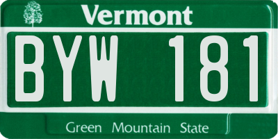 VT license plate BYW181