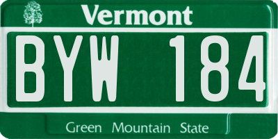 VT license plate BYW184