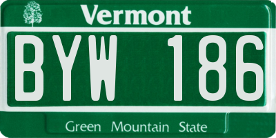 VT license plate BYW186