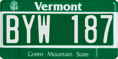 VT license plate BYW187