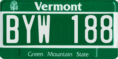VT license plate BYW188
