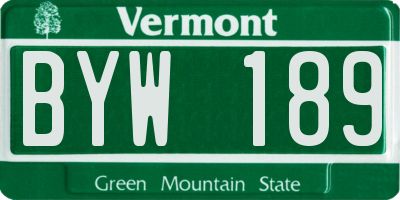 VT license plate BYW189