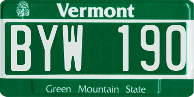 VT license plate BYW190
