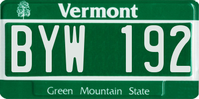 VT license plate BYW192