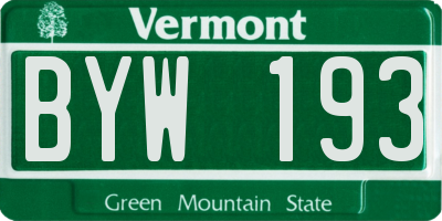 VT license plate BYW193