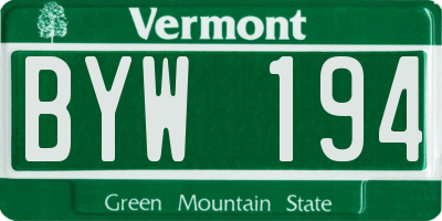 VT license plate BYW194