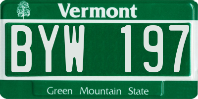 VT license plate BYW197