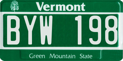 VT license plate BYW198