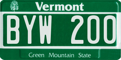 VT license plate BYW200