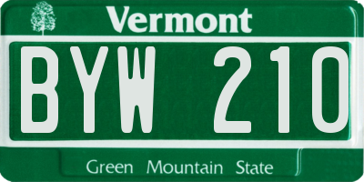 VT license plate BYW210