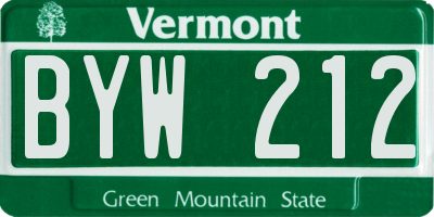 VT license plate BYW212