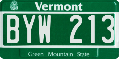 VT license plate BYW213