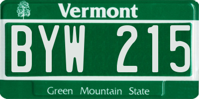 VT license plate BYW215