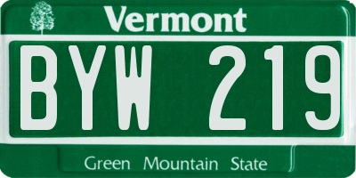 VT license plate BYW219