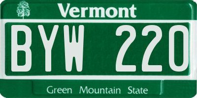 VT license plate BYW220