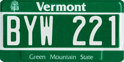VT license plate BYW221