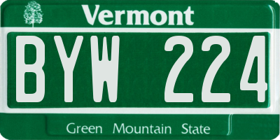 VT license plate BYW224