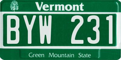 VT license plate BYW231