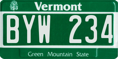 VT license plate BYW234