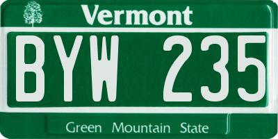 VT license plate BYW235