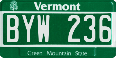 VT license plate BYW236
