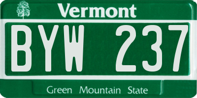 VT license plate BYW237