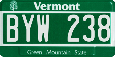 VT license plate BYW238