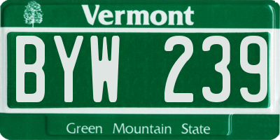 VT license plate BYW239