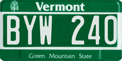 VT license plate BYW240