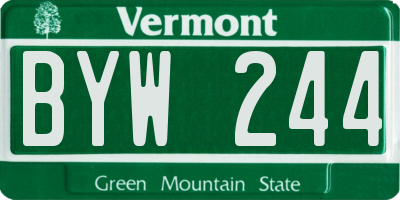 VT license plate BYW244