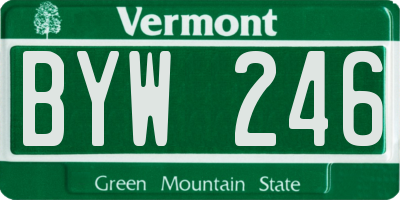 VT license plate BYW246