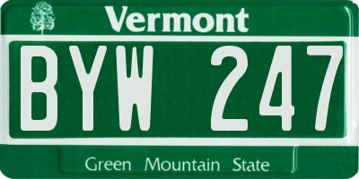 VT license plate BYW247