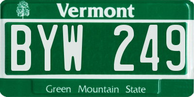 VT license plate BYW249