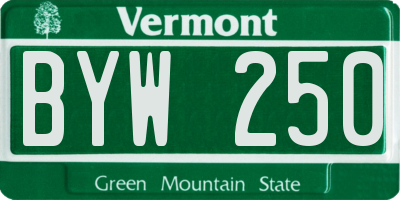 VT license plate BYW250