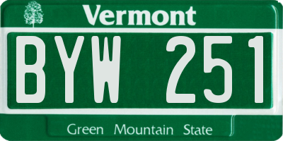 VT license plate BYW251