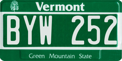 VT license plate BYW252