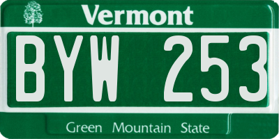 VT license plate BYW253