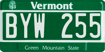 VT license plate BYW255