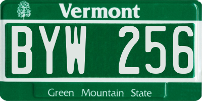 VT license plate BYW256