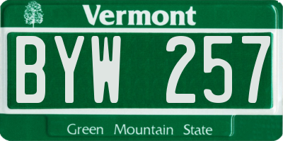 VT license plate BYW257