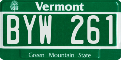VT license plate BYW261