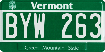 VT license plate BYW263