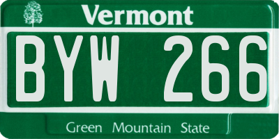 VT license plate BYW266