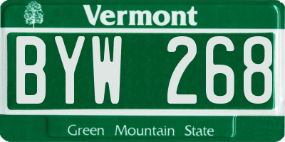 VT license plate BYW268
