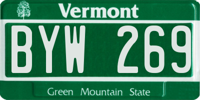VT license plate BYW269