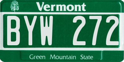 VT license plate BYW272