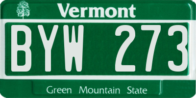 VT license plate BYW273