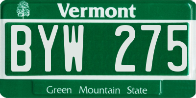 VT license plate BYW275